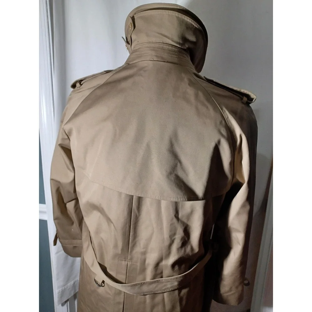 J.G. Hook Trench Coat Mens 40L Beige Belted Wool‎ Liner Rain Long Classic